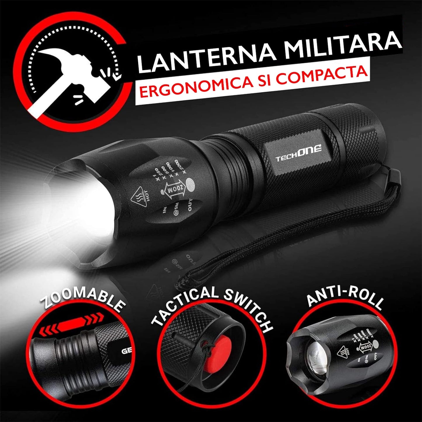 Lanterna LED Techone® Vision Pro