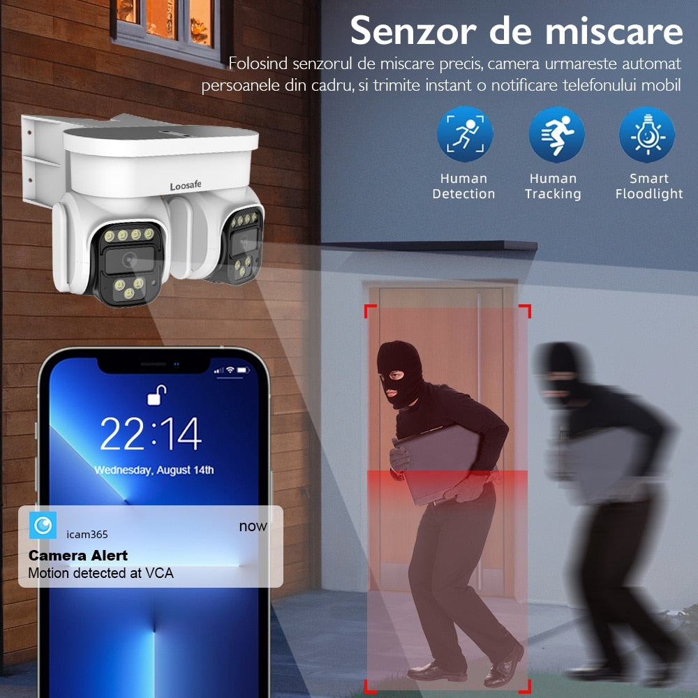 Camera De Supraveghere Video CCTV Dubla Motorizata WIFI Loosafe® DualVision Pro