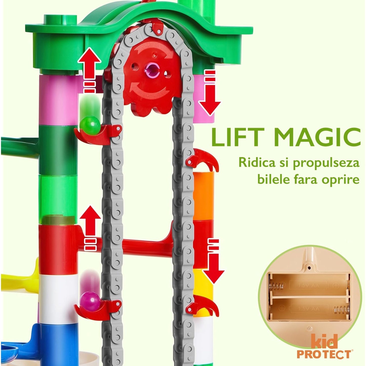Set de Constructie cu Bile de Sticla Kidprotect® Marble SphereCraft, 236 de Piese