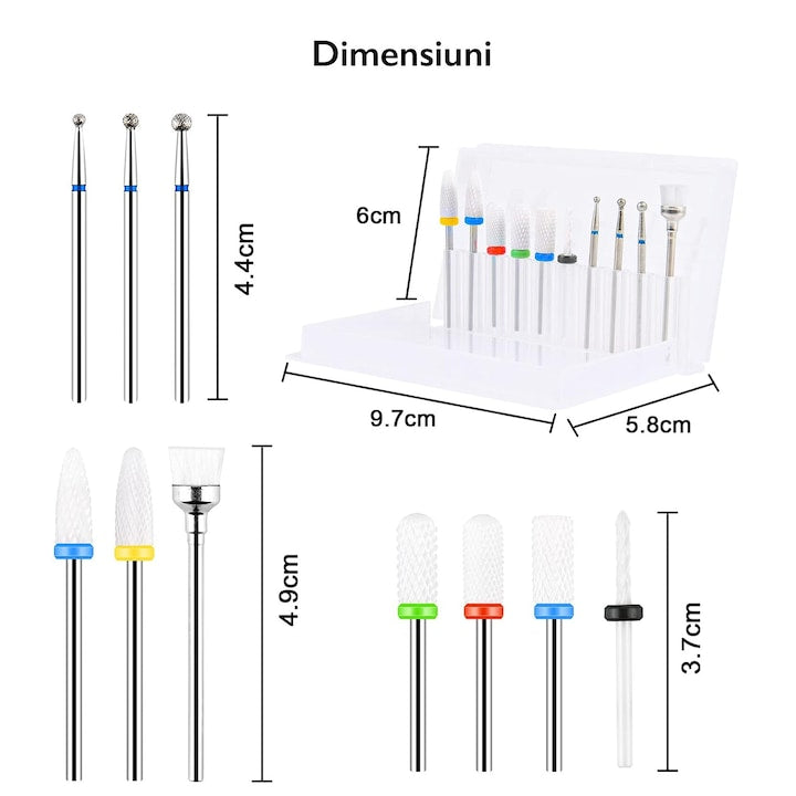 Set 10 Freze De Unghii Ceramice De Schimb Horigen® Drill Set Pro Ceramic