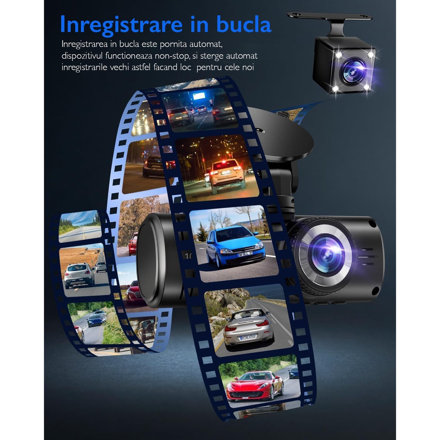 Camera Auto Tripla DVR Loosafe® Road Team Pro