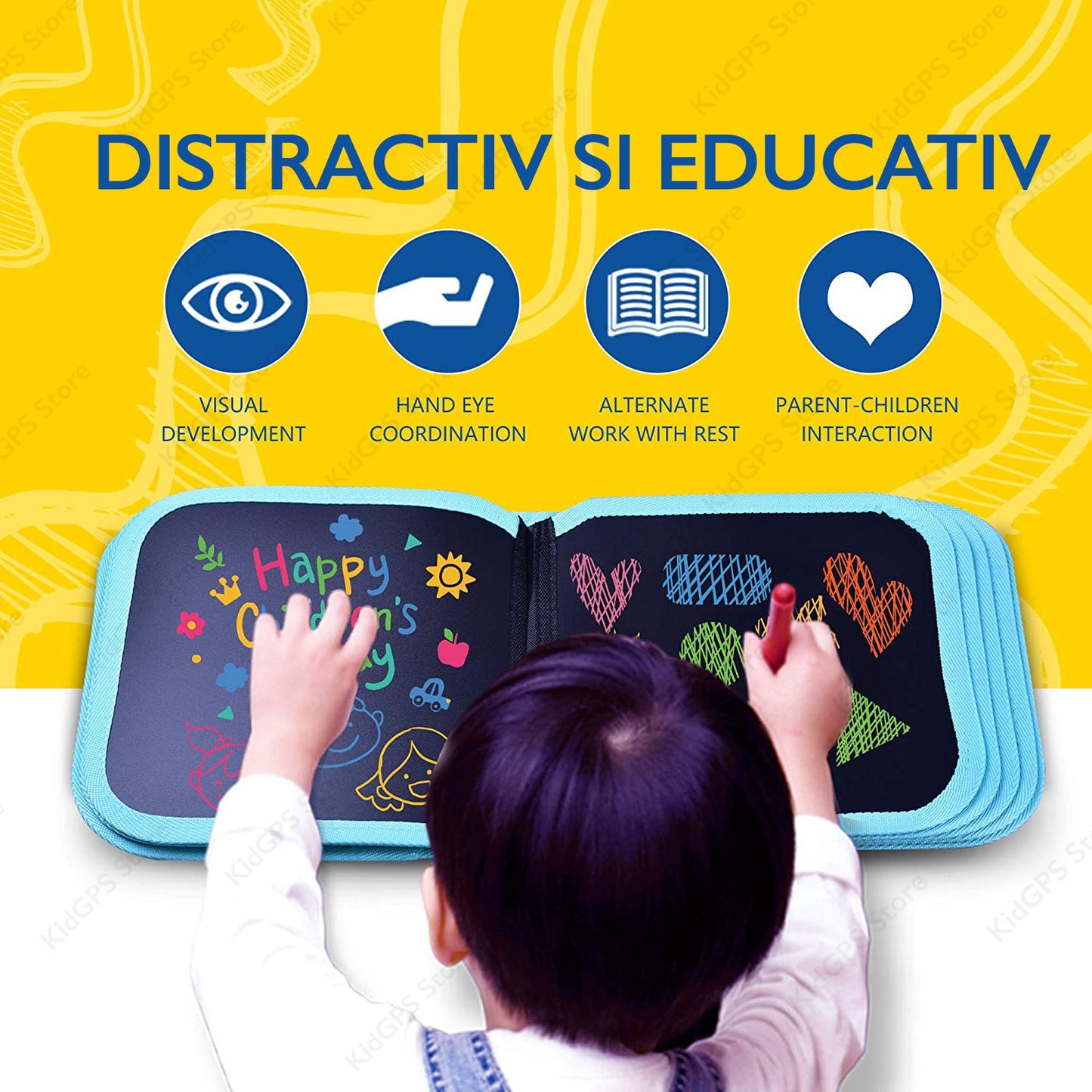 Caiet cu pagini negre table negre pentru desenat KidProtect