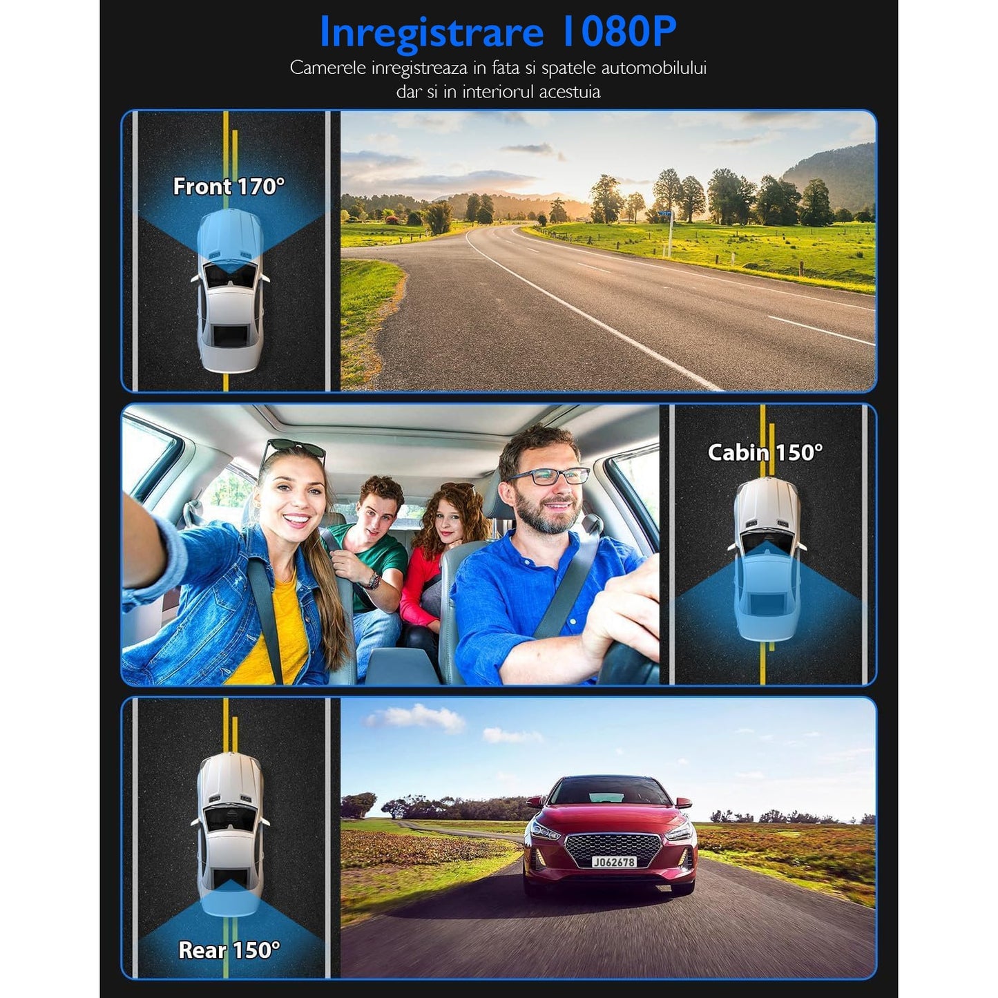 Camera Auto Tripla DVR Loosafe® Road Team Pro