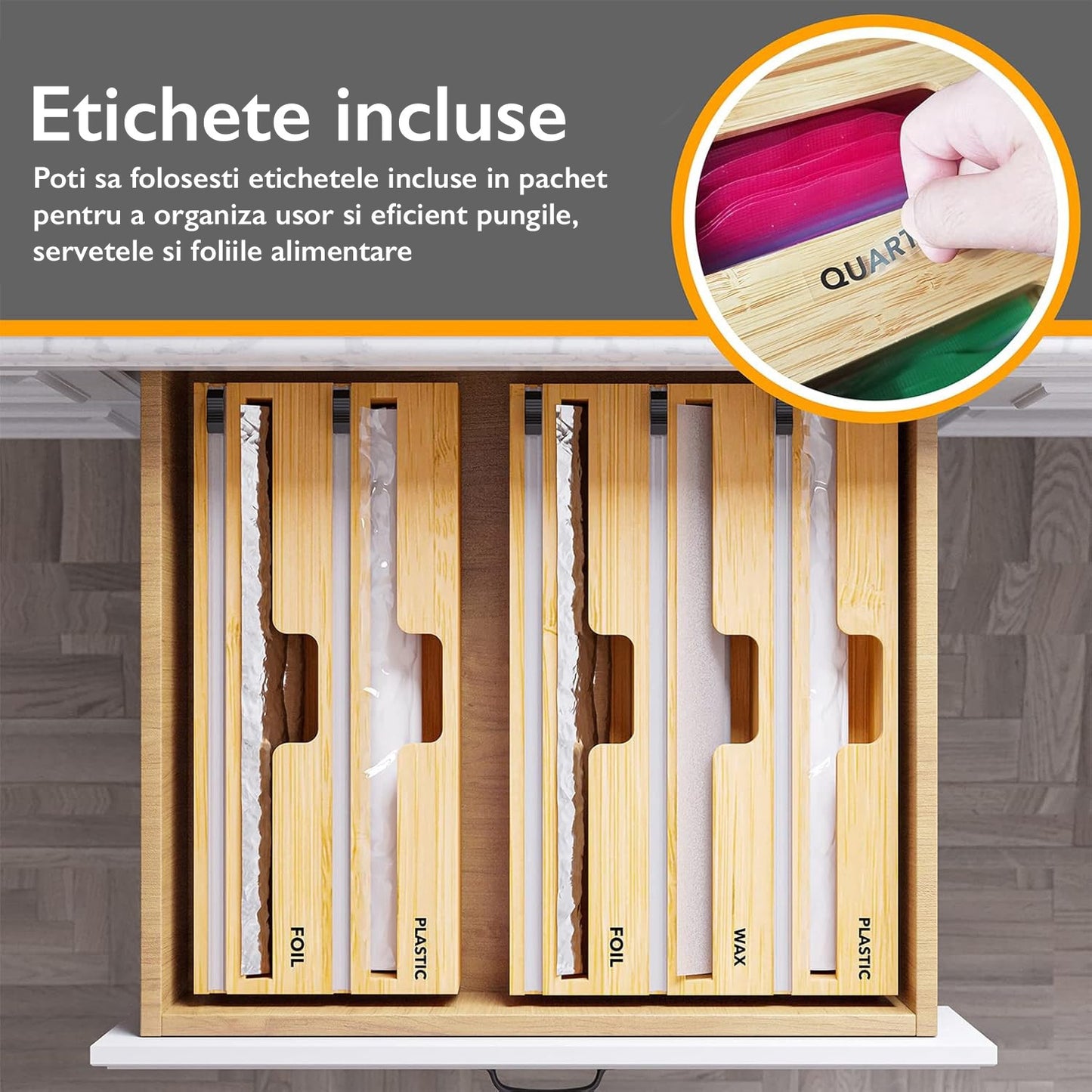 Suport Rola Hartie de Bucatarie KD Home® Stretch Master, Maro