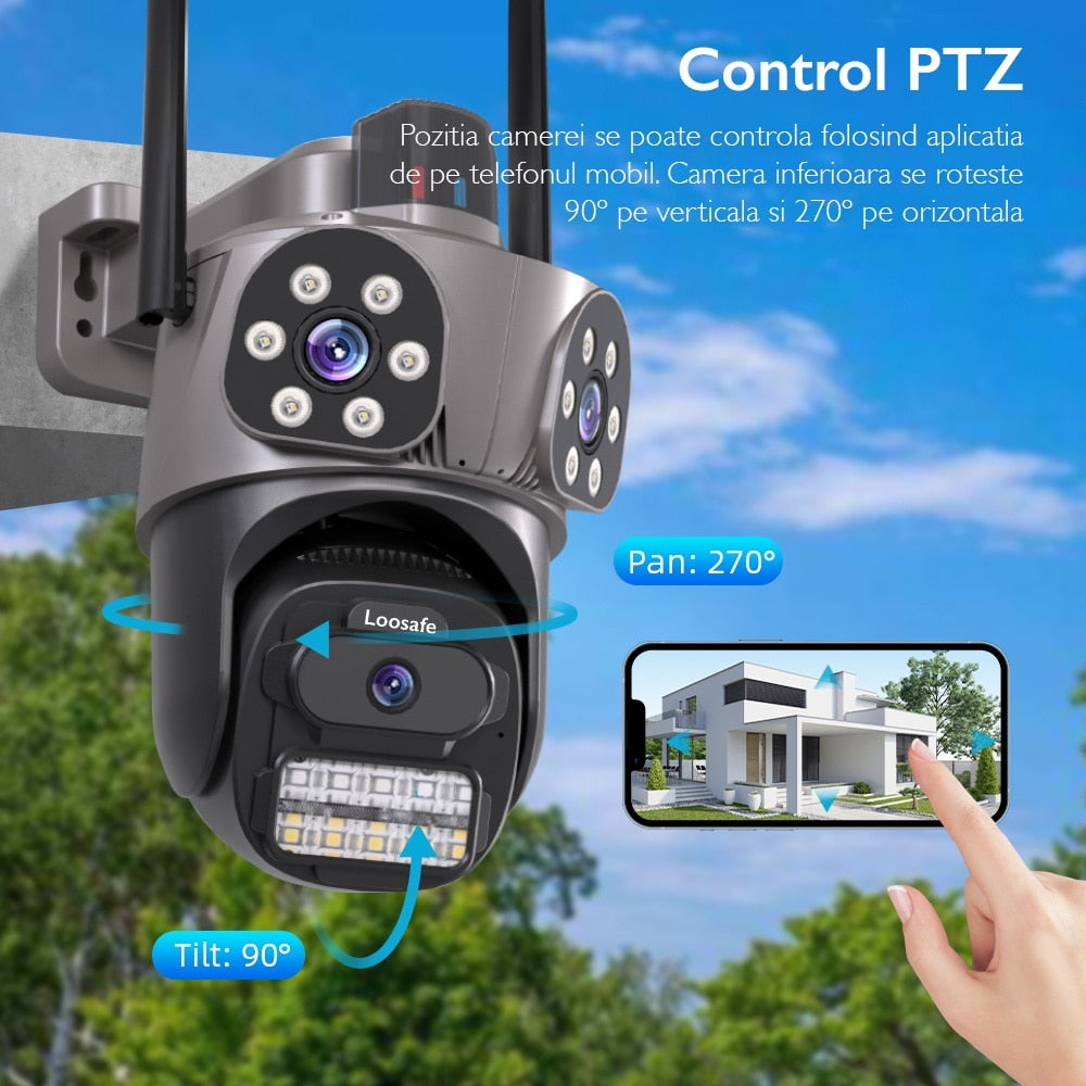 Camera de Supraveghere Tripla Wireless CCTV Loosafe® SecureSight