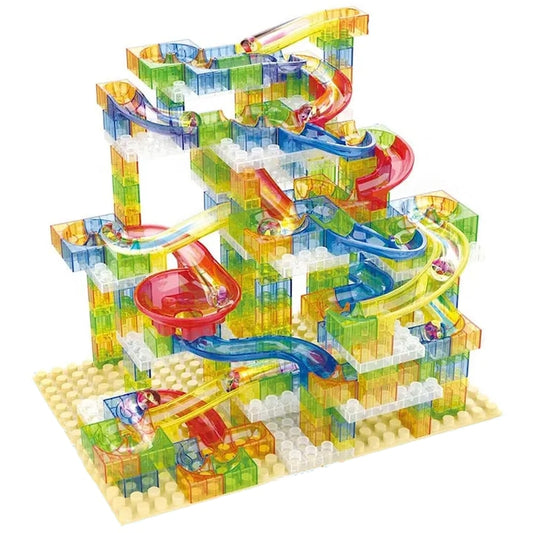 Set de Constructie Blocuri cu Bile de Sticla Kidprotect® Marble Makers, 333 de Piese