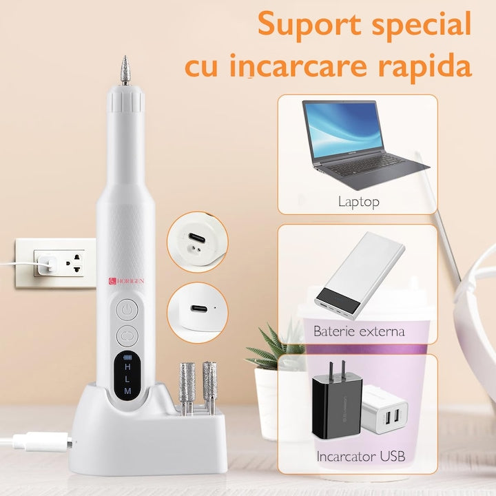 Freza De Unghii Portabila Manichiura - Pedichiura, Horigen® NailCraft Pro