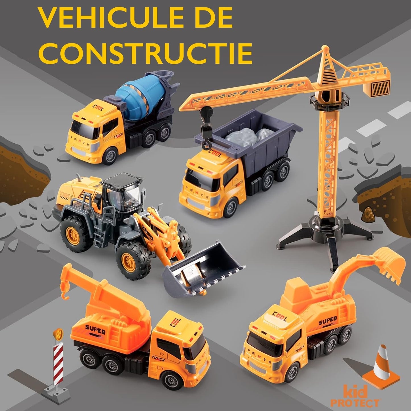 Set De Constructie Copii KidProtect® Busy Builders, Galben
