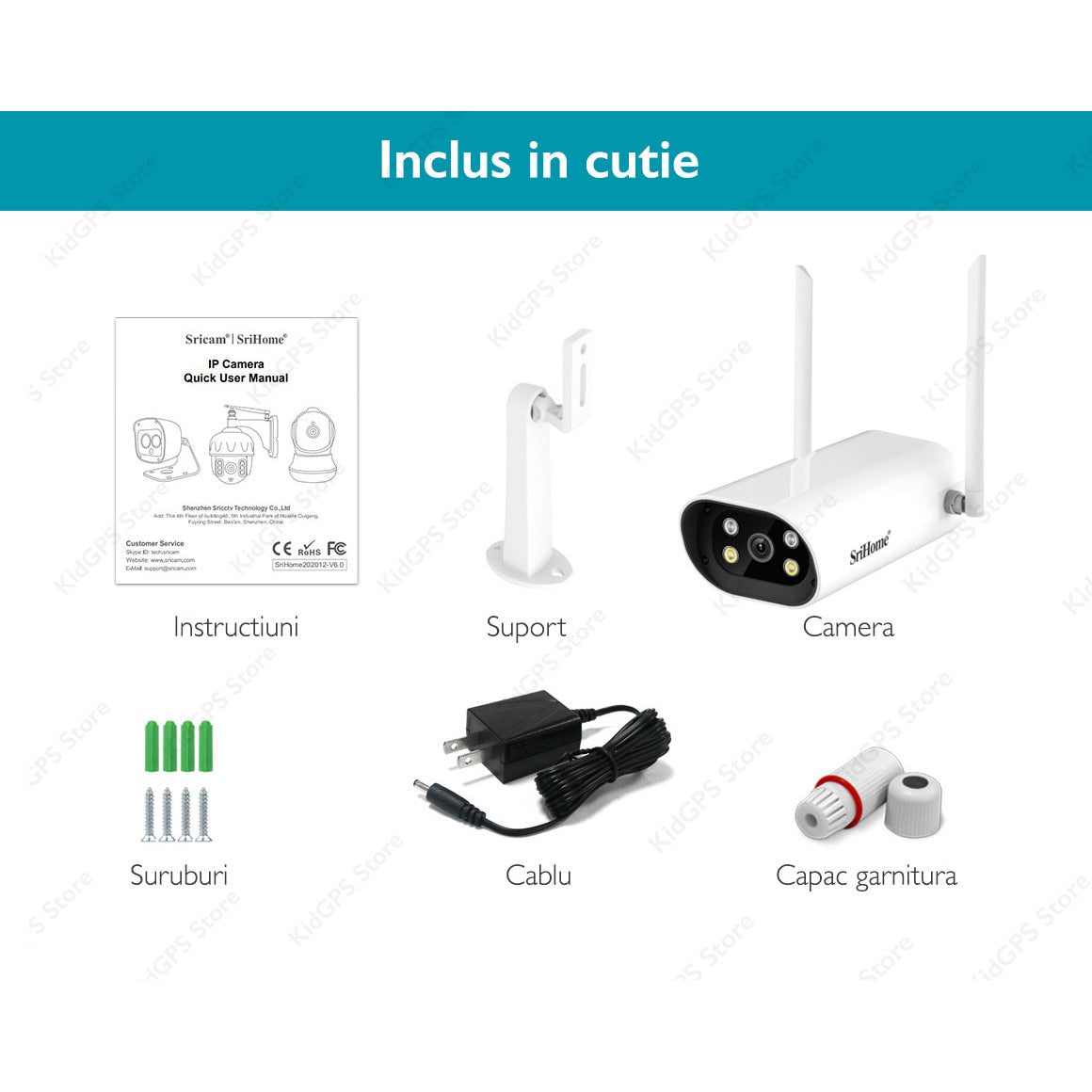 Camera de supraveghere 4MP, WIFI SriHome™ SH037 Pro interior/exterior